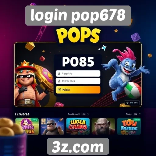 Interface de usuário do site de jogos login pop678